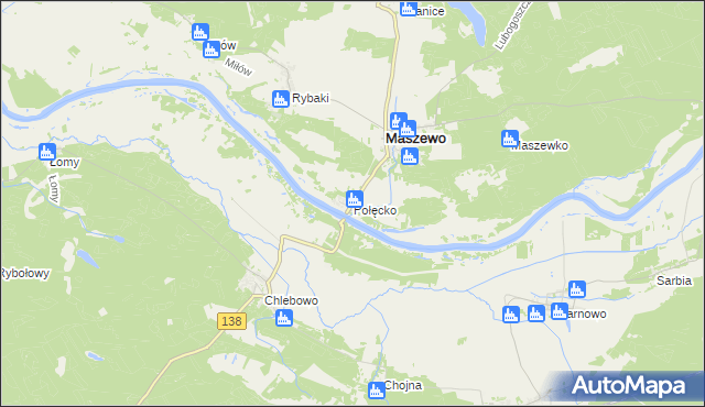 mapa Połęcko gmina Maszewo, Połęcko gmina Maszewo na mapie Targeo