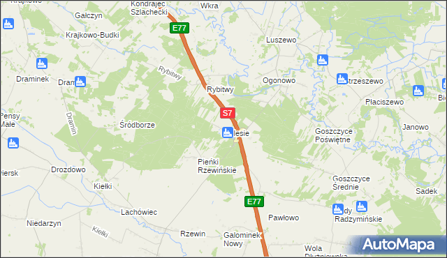 mapa Polesie gmina Baboszewo, Polesie gmina Baboszewo na mapie Targeo