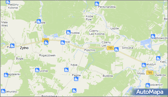 mapa Polichno gmina Żytno, Polichno gmina Żytno na mapie Targeo