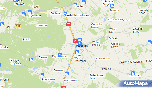 mapa Policzna powiat zwoleński, Policzna powiat zwoleński na mapie Targeo