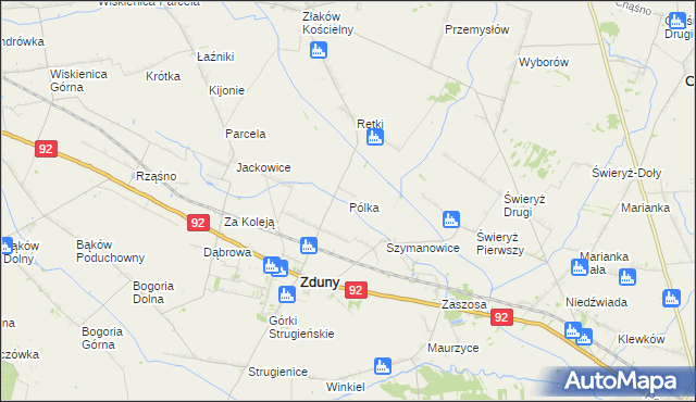 mapa Pólka gmina Zduny, Pólka gmina Zduny na mapie Targeo