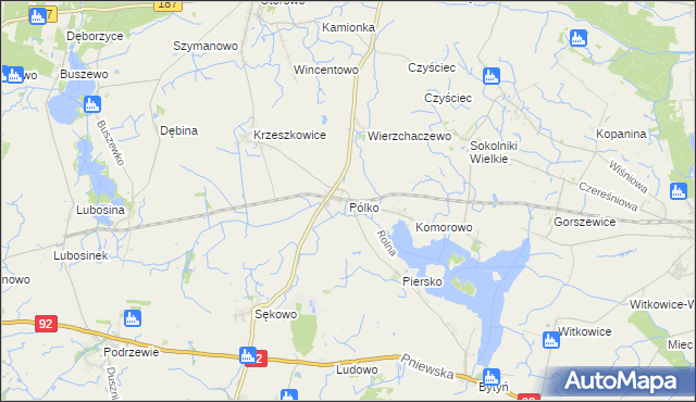 mapa Pólko gmina Kaźmierz, Pólko gmina Kaźmierz na mapie Targeo