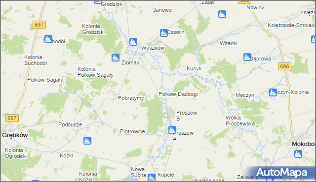 mapa Polków-Daćbogi, Polków-Daćbogi na mapie Targeo