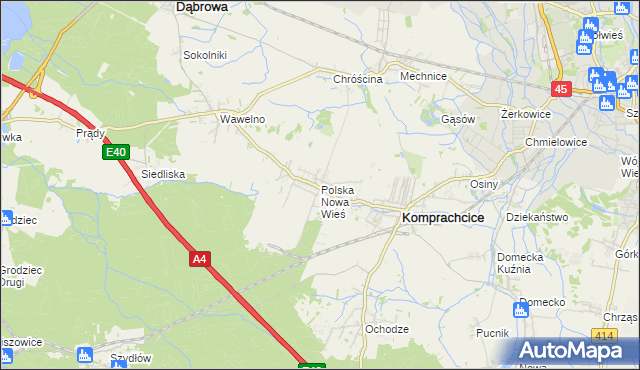 mapa Polska Nowa Wieś, Polska Nowa Wieś na mapie Targeo
