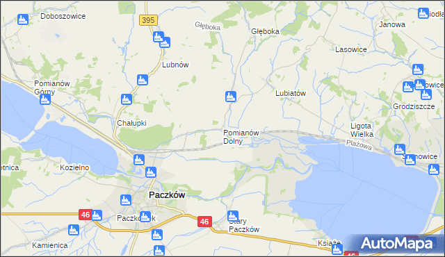mapa Pomianów Dolny, Pomianów Dolny na mapie Targeo