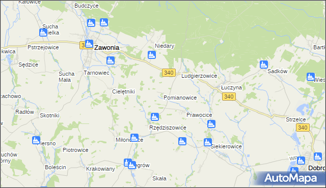 mapa Pomianowice, Pomianowice na mapie Targeo