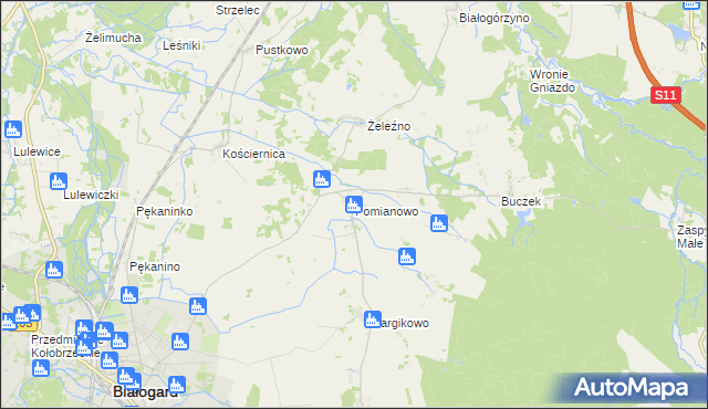 mapa Pomianowo gmina Białogard, Pomianowo gmina Białogard na mapie Targeo