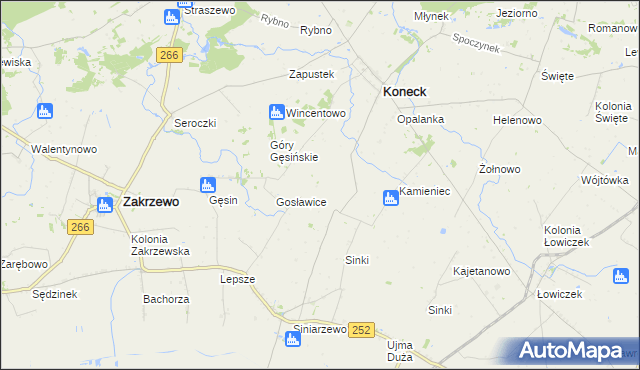 mapa Pomiany gmina Koneck, Pomiany gmina Koneck na mapie Targeo