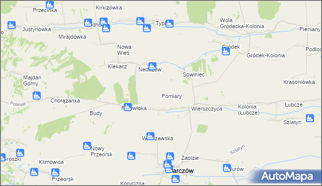 mapa Pomiary gmina Jarczów, Pomiary gmina Jarczów na mapie Targeo
