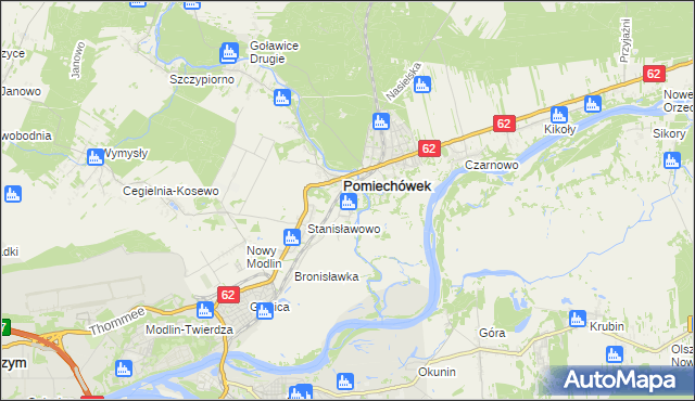 mapa Pomiechowo, Pomiechowo na mapie Targeo