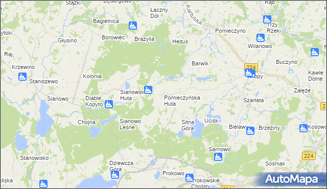 mapa Pomieczyńska Huta, Pomieczyńska Huta na mapie Targeo