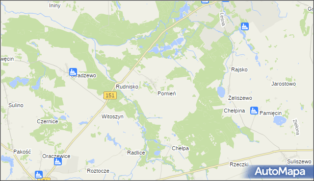 mapa Pomień, Pomień na mapie Targeo