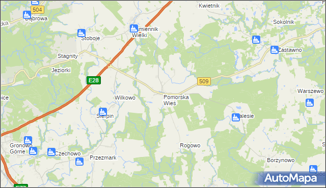 mapa Pomorska Wieś, Pomorska Wieś na mapie Targeo