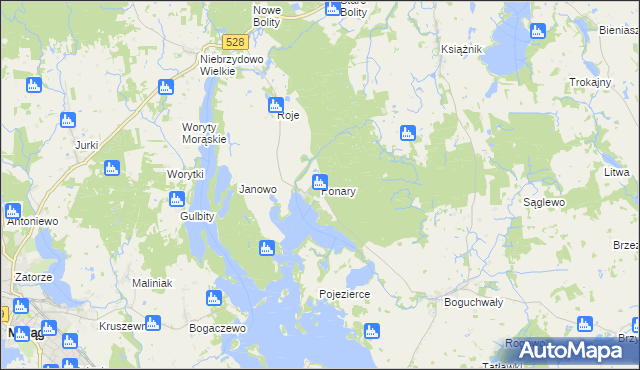 mapa Ponary, Ponary na mapie Targeo