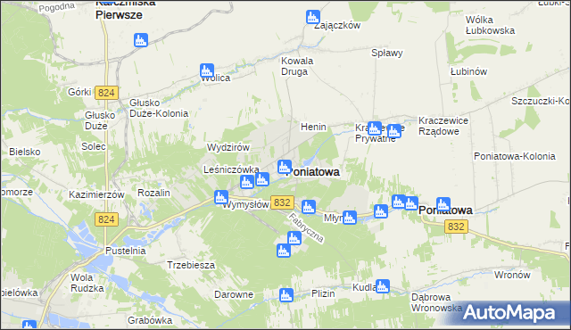 mapa Poniatowa powiat opolski, Poniatowa powiat opolski na mapie Targeo