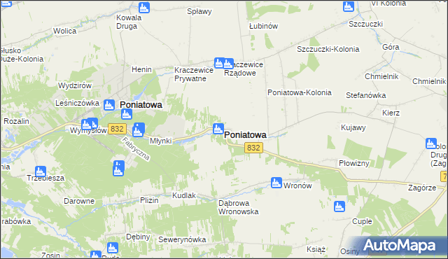 mapa Poniatowa powiat opolski, Poniatowa powiat opolski na mapie Targeo