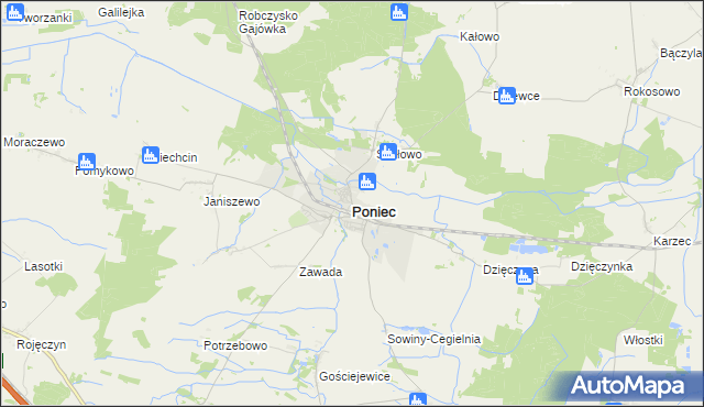 mapa Poniec, Poniec na mapie Targeo