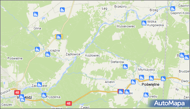 mapa Ponikła gmina Poświętne, Ponikła gmina Poświętne na mapie Targeo