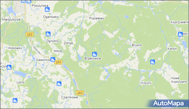 mapa Popielewice, Popielewice na mapie Targeo