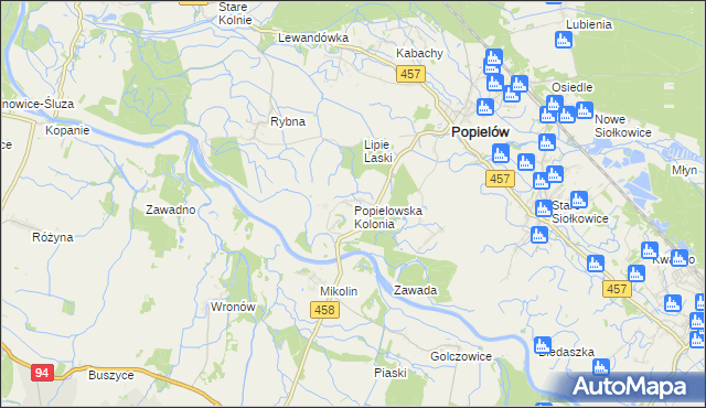 mapa Popielowska Kolonia, Popielowska Kolonia na mapie Targeo