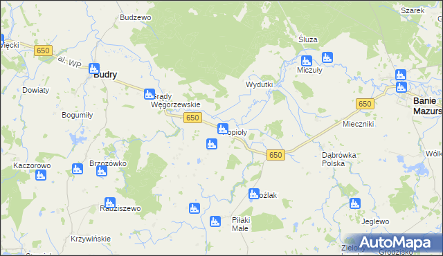 mapa Popioły, Popioły na mapie Targeo