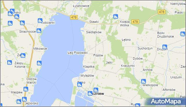 mapa Popów gmina Pęczniew, Popów gmina Pęczniew na mapie Targeo