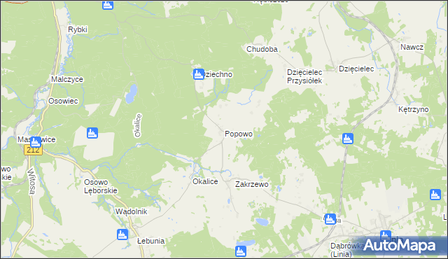 mapa Popowo gmina Cewice, Popowo gmina Cewice na mapie Targeo