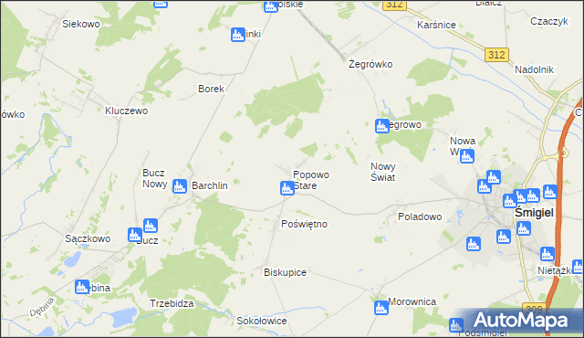 mapa Popowo Stare, Popowo Stare na mapie Targeo