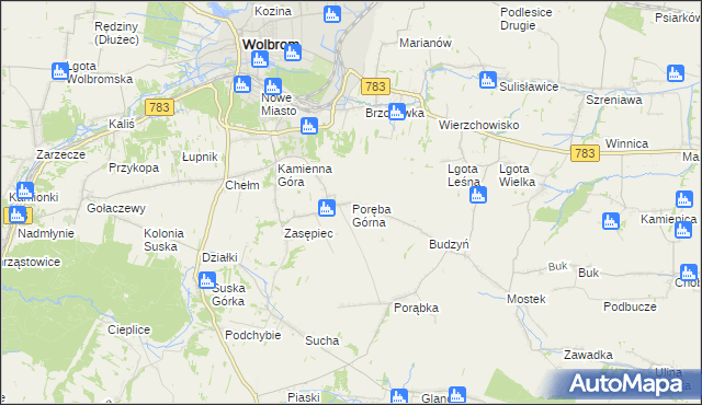 mapa Poręba Górna, Poręba Górna na mapie Targeo