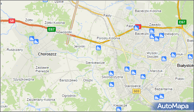 mapa Porosły, Porosły na mapie Targeo