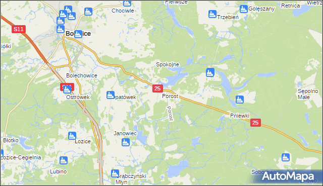 mapa Porost, Porost na mapie Targeo