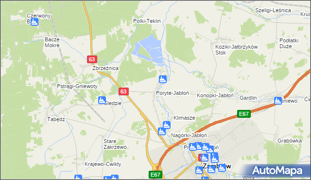 mapa Poryte-Jabłoń, Poryte-Jabłoń na mapie Targeo