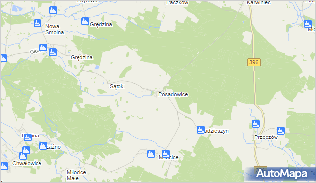 mapa Posadowice, Posadowice na mapie Targeo