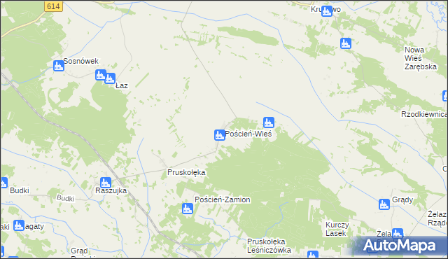 mapa Poścień-Wieś, Poścień-Wieś na mapie Targeo