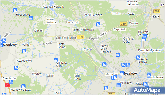 mapa Postęp, Postęp na mapie Targeo