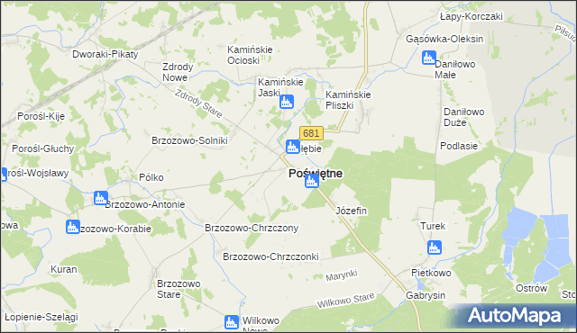 mapa Poświętne powiat białostocki, Poświętne powiat białostocki na mapie Targeo