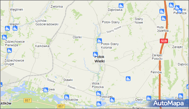 mapa Potok Wielki powiat janowski, Potok Wielki powiat janowski na mapie Targeo