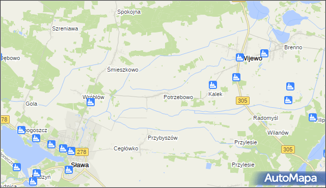 mapa Potrzebowo gmina Wijewo, Potrzebowo gmina Wijewo na mapie Targeo