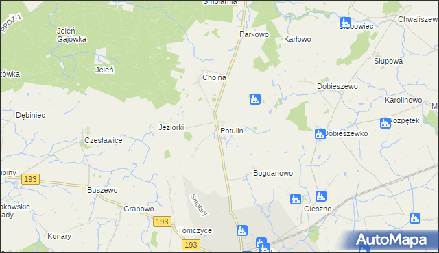 mapa Potulin, Potulin na mapie Targeo
