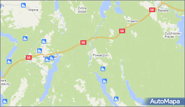 mapa Powałczyn, Powałczyn na mapie Targeo