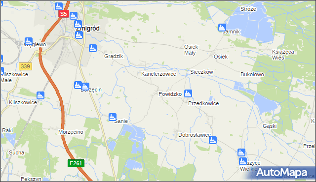 mapa Powidzko, Powidzko na mapie Targeo