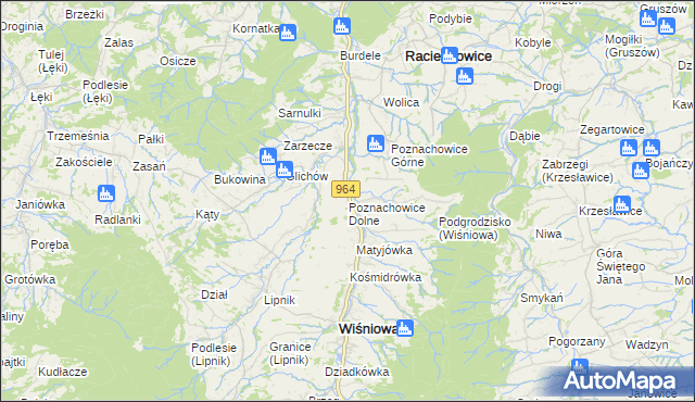 mapa Poznachowice Dolne, Poznachowice Dolne na mapie Targeo