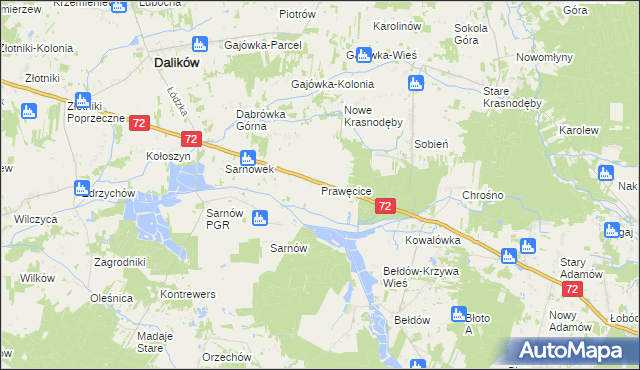 mapa Prawęcice, Prawęcice na mapie Targeo