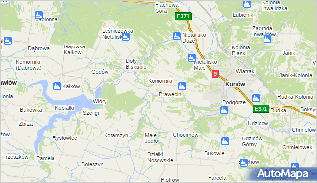 mapa Prawęcin, Prawęcin na mapie Targeo