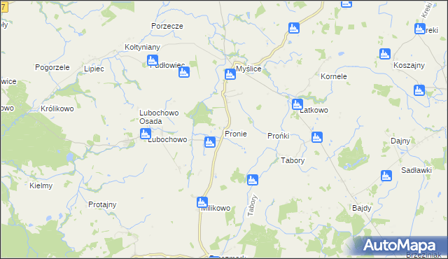 mapa Pronie, Pronie na mapie Targeo