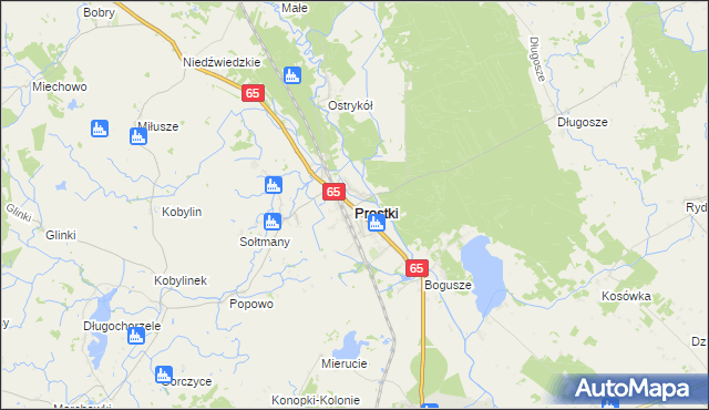 mapa Prostki, Prostki na mapie Targeo
