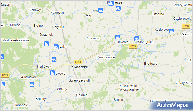 mapa Prusinowice gmina Świercze, Prusinowice gmina Świercze na mapie Targeo