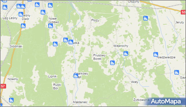 mapa Prusowy Borek, Prusowy Borek na mapie Targeo