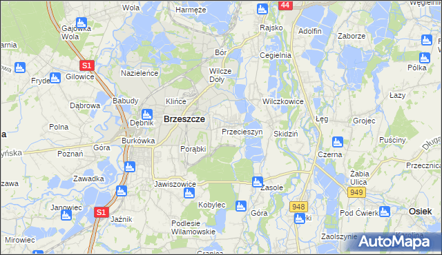 mapa Przecieszyn, Przecieszyn na mapie Targeo