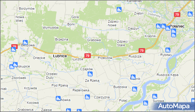 mapa Przeczów gmina Łubnice, Przeczów gmina Łubnice na mapie Targeo